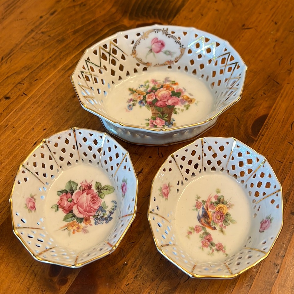 Vintage Bavaria Schumann Trinket Dishes Lot Set of 3 Germany